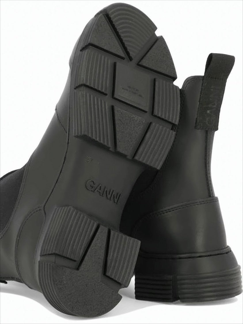 Ganni Matte Black Spider Rubber Ankle Boots With Chunky Sole