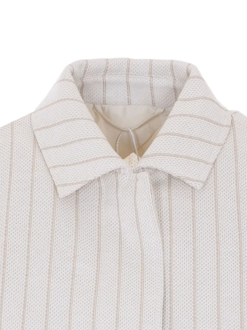 Max Mara Taupe Vertical Stripes Cotton Shirt