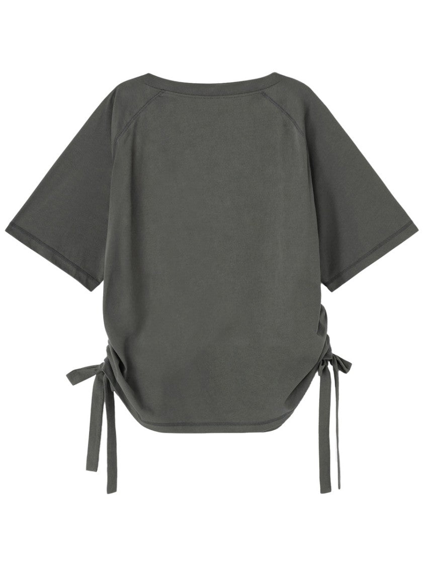 Ganni Neutrals Grey Banana Side Ties T-Shirt