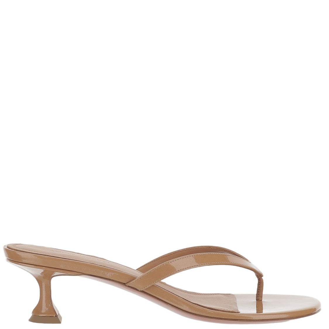Amina Muaddi Thong Design Leather Sandals With Sculpted Heel