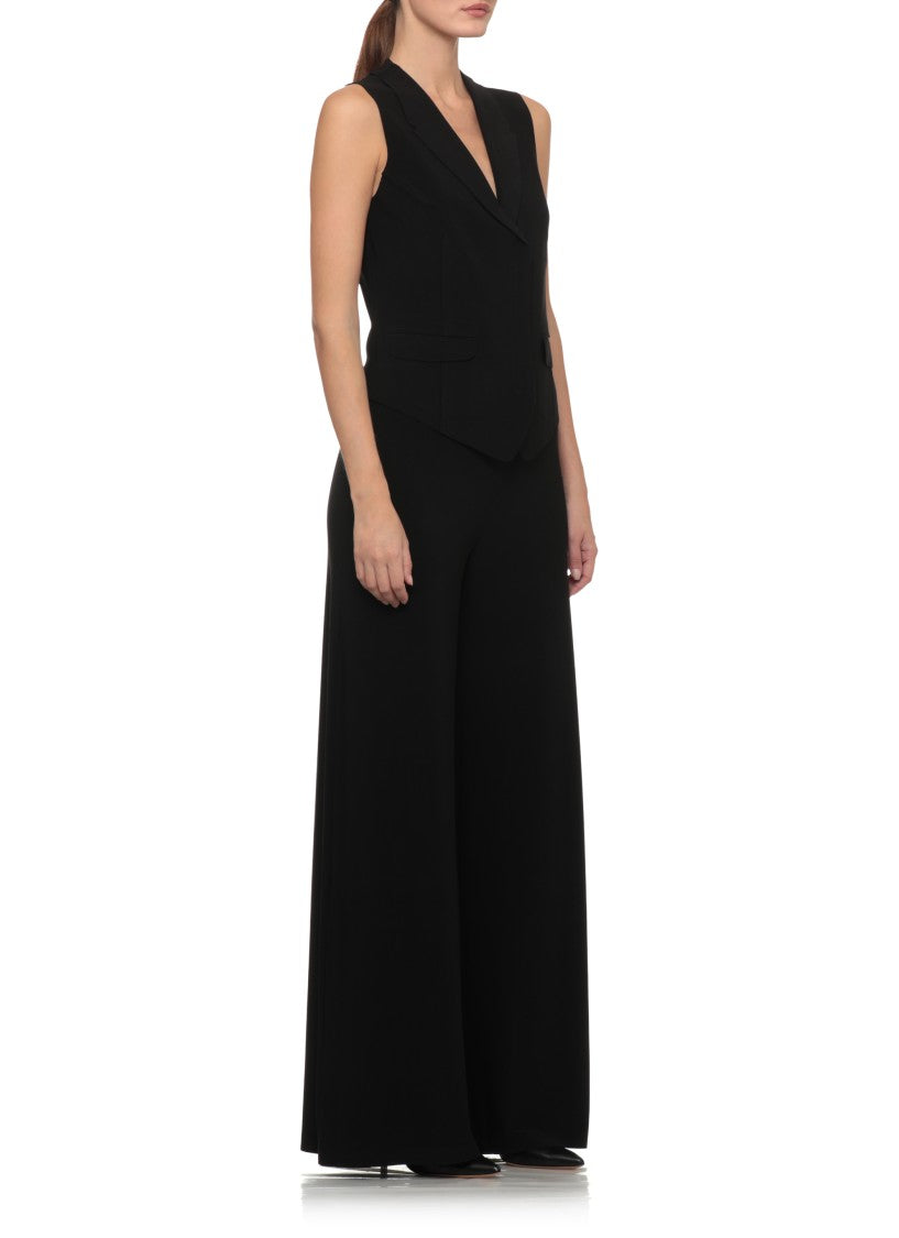Norma Kamali Black Tailored Classic Lapel Flap Pockets Vest