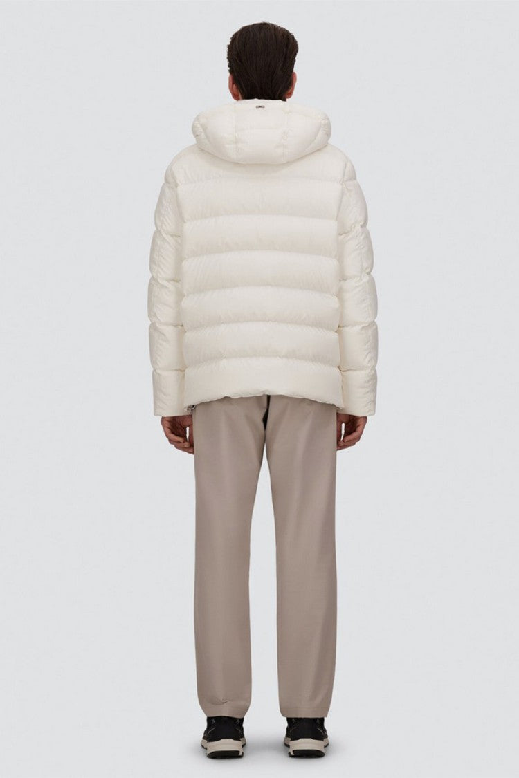 Herno Ivory Hooded Polyester Puffer Jacket