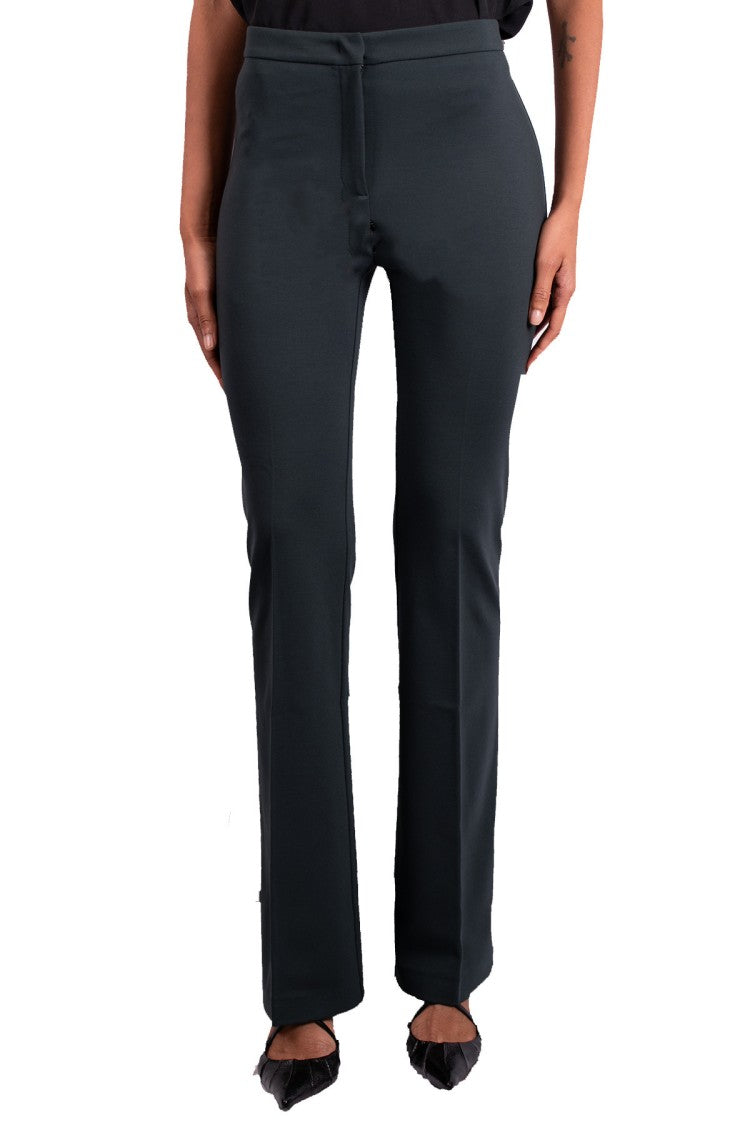 Pinko Green Viscose-Blend Flared Pants