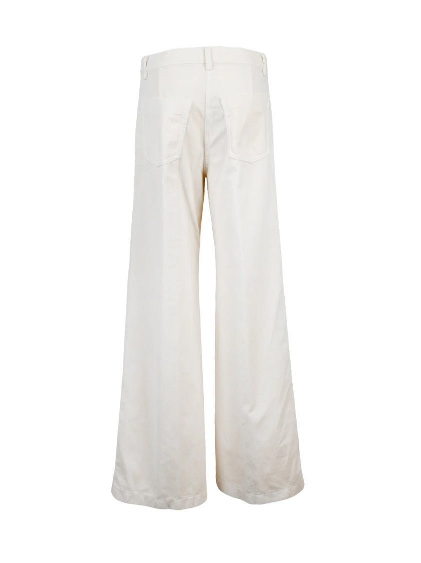Aspesi Wide Leg Cotton Velvet Trousers With Classic Fit