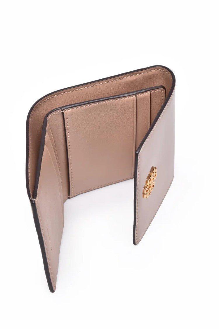 Tory Burch Compact Pink Calfskin Leather Wallet