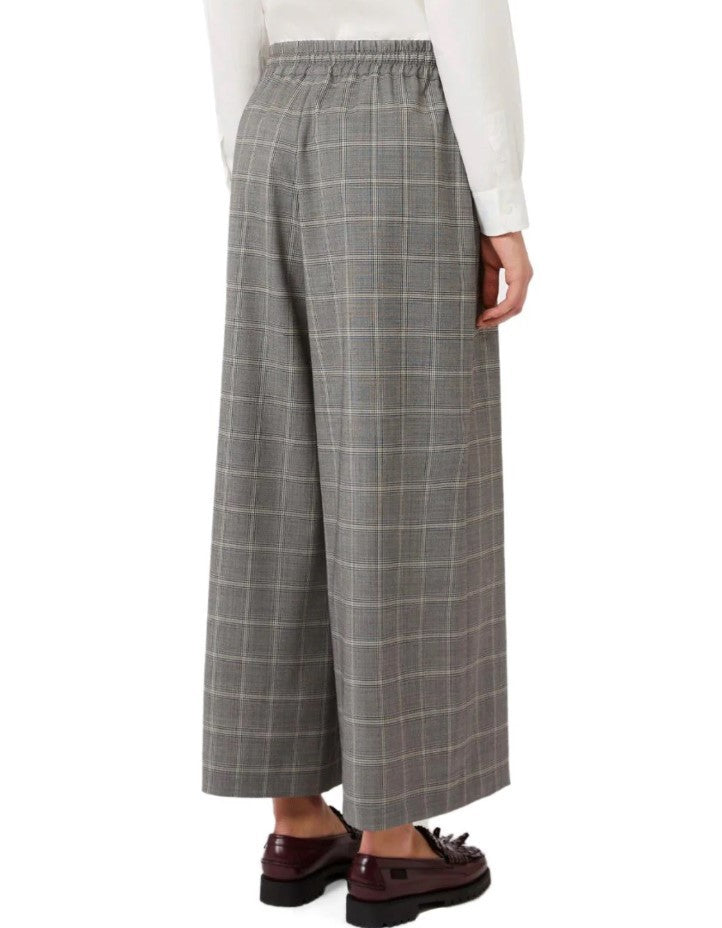 Weekend Wide-Leg Cropped Trousers With Tartan Pattern