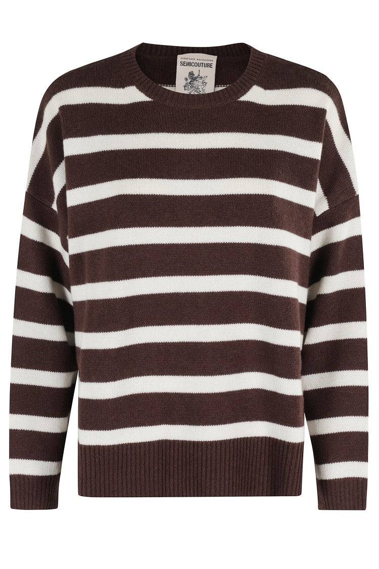 Semi Couture Gea Striped Overlay Knit Sweater