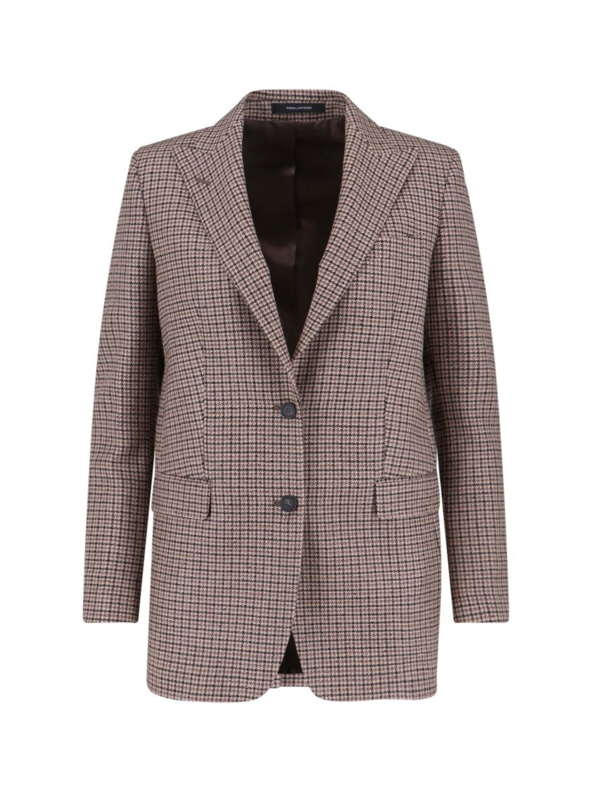 Tagliatore Brown Striped Bertha Blazer With Classic Lapel