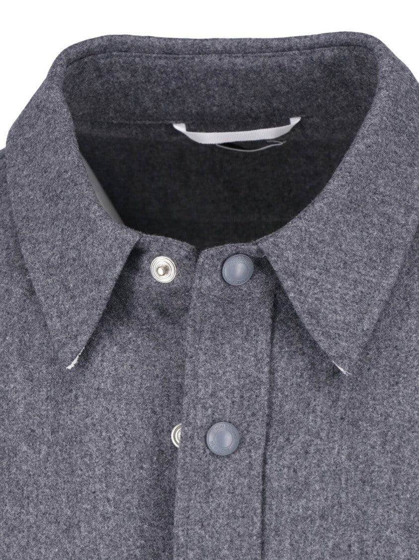 Thom Browne Grey 4-Bar Wool Flannel Shirt
