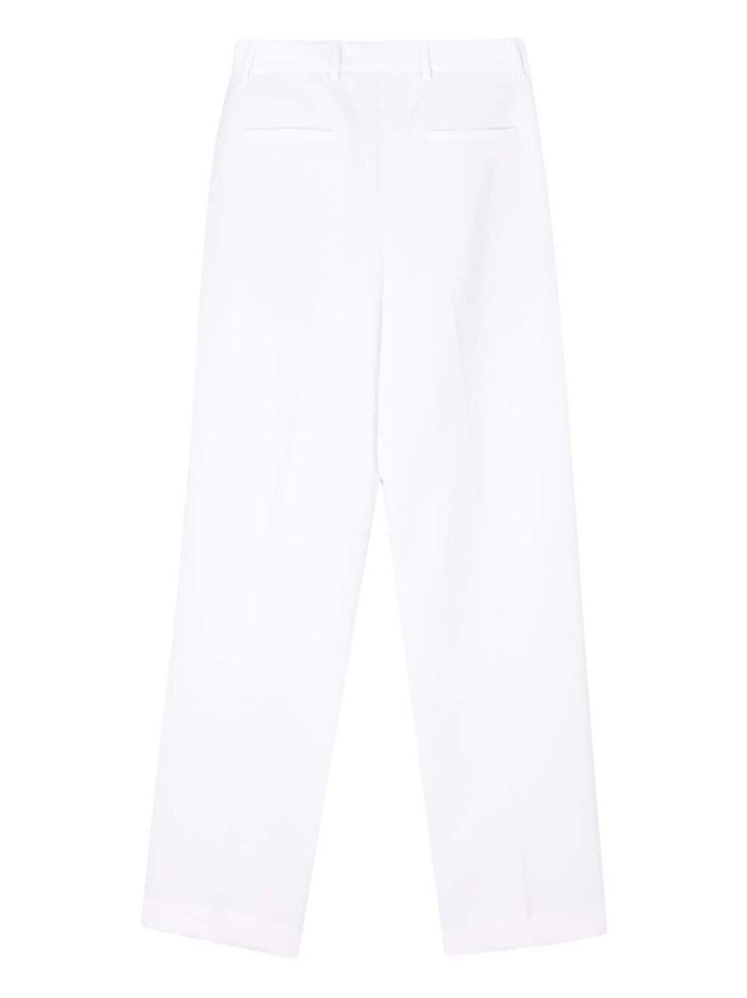 Moschino High-Waist White Crepe Trousers