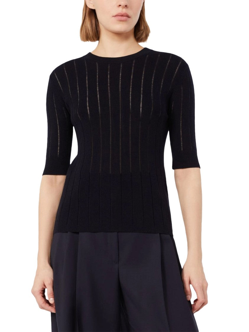 Max Mara Short-Sleeve Ribbed Knit Top