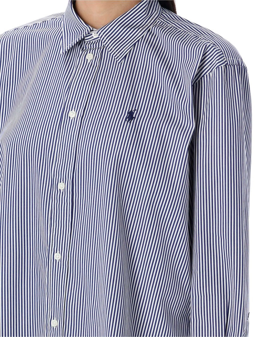 Polo Ralph Lauren Oversized Cropped Striped Cotton Shirt