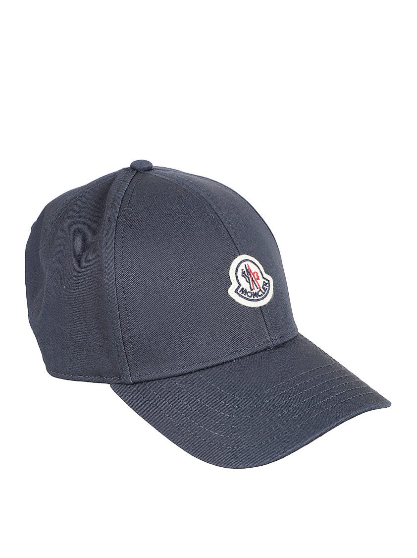 Moncler Navy Blue Cotton Cap With Iconic Logo