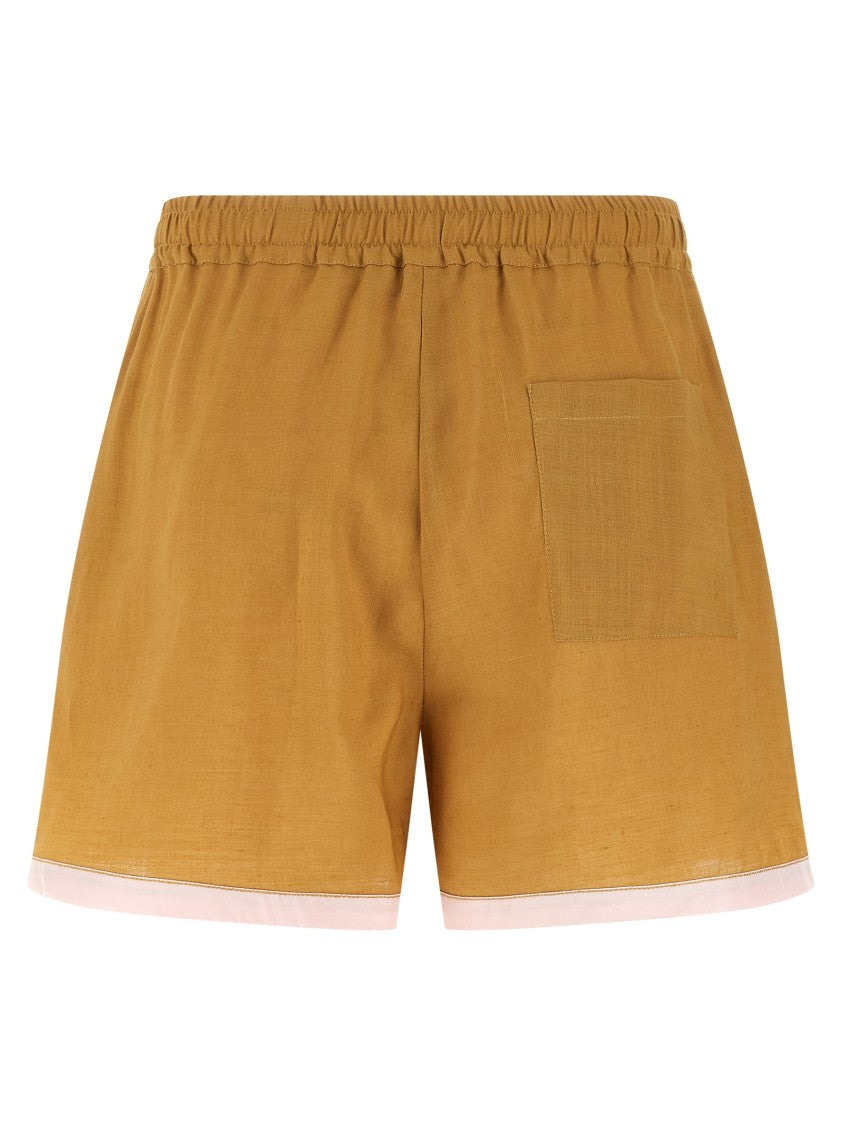 Marni Boxer-Style Linen Shorts With Elastic Waistband