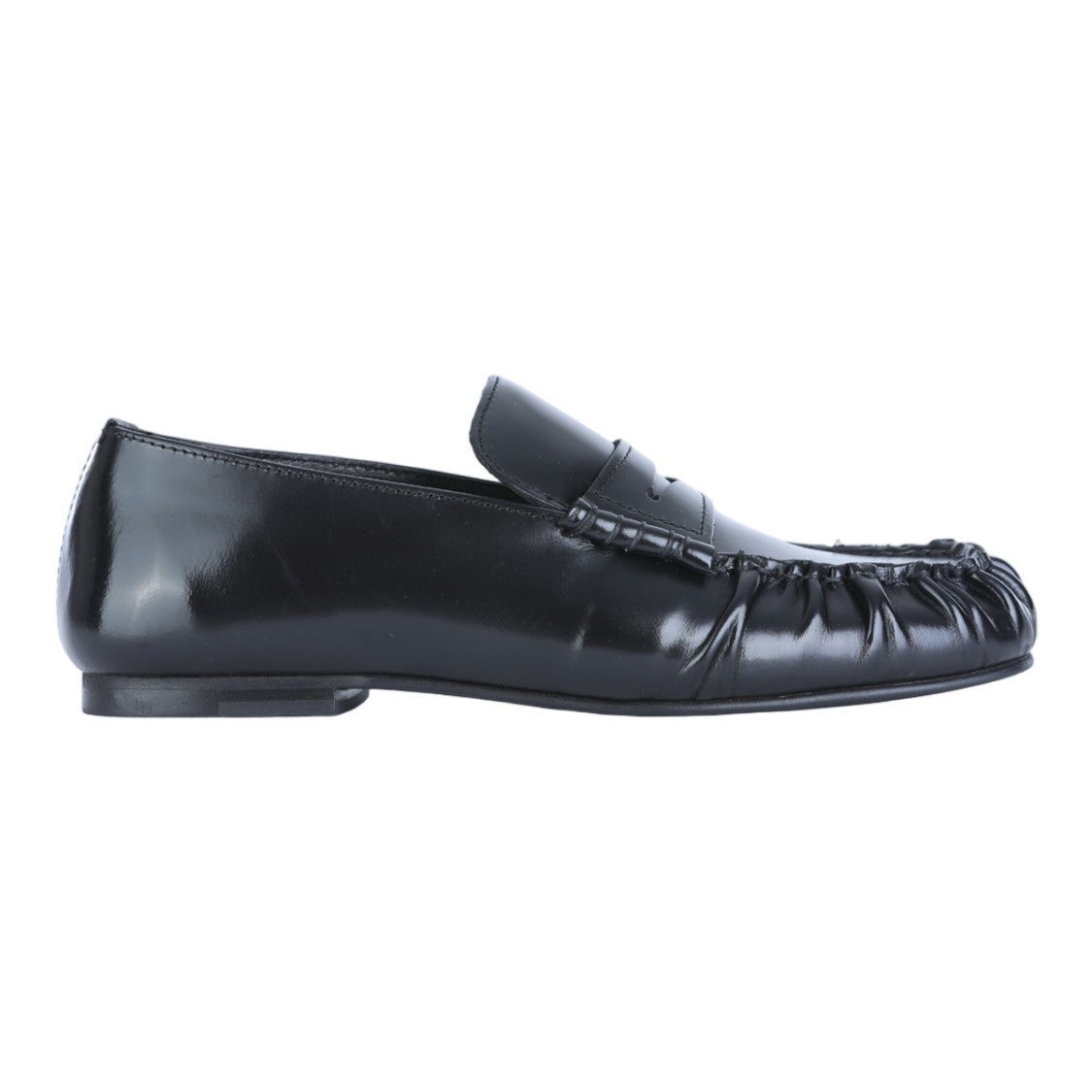 Alohas Glossy Mule Flats With Moccasin Design