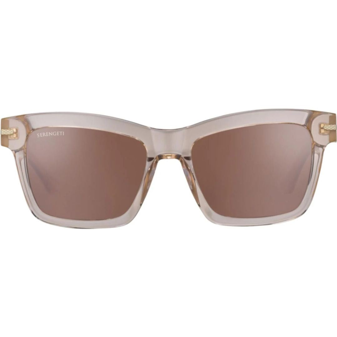 Serengeti Winona Translucent Beige Rectangular Sunglasses With Brown Tinted Lenses