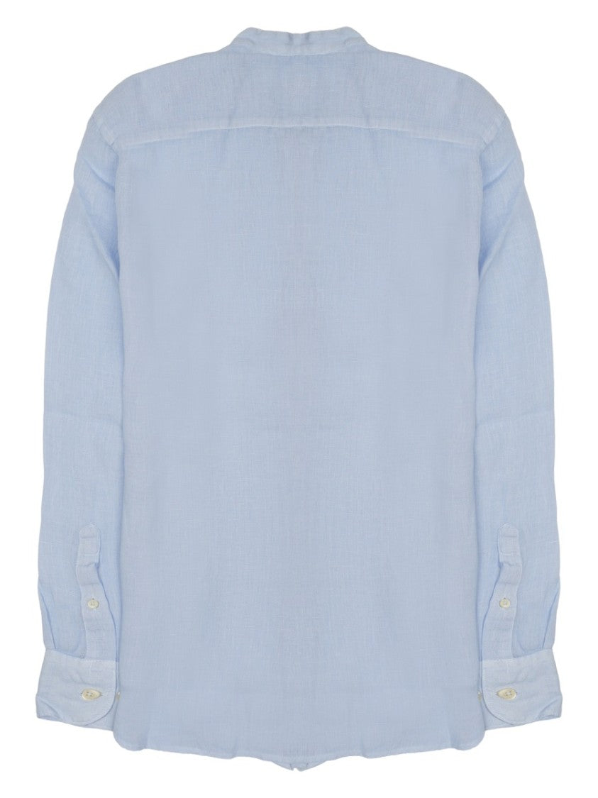 120% Lino Linen Slim Fit Band Shirt