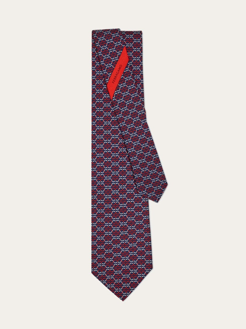 Ferragamo Geometric Pattern Necktie In Shades Of Blue