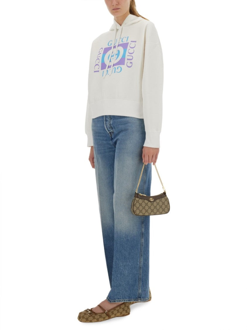 Gucci Printed Cropped Cotton Hoodie