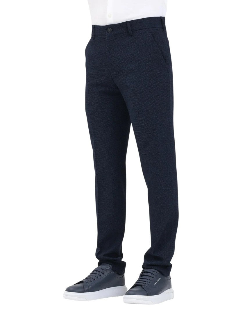 Selected Tailored Multicolor Trousers With Straight Leg And Textured Finish