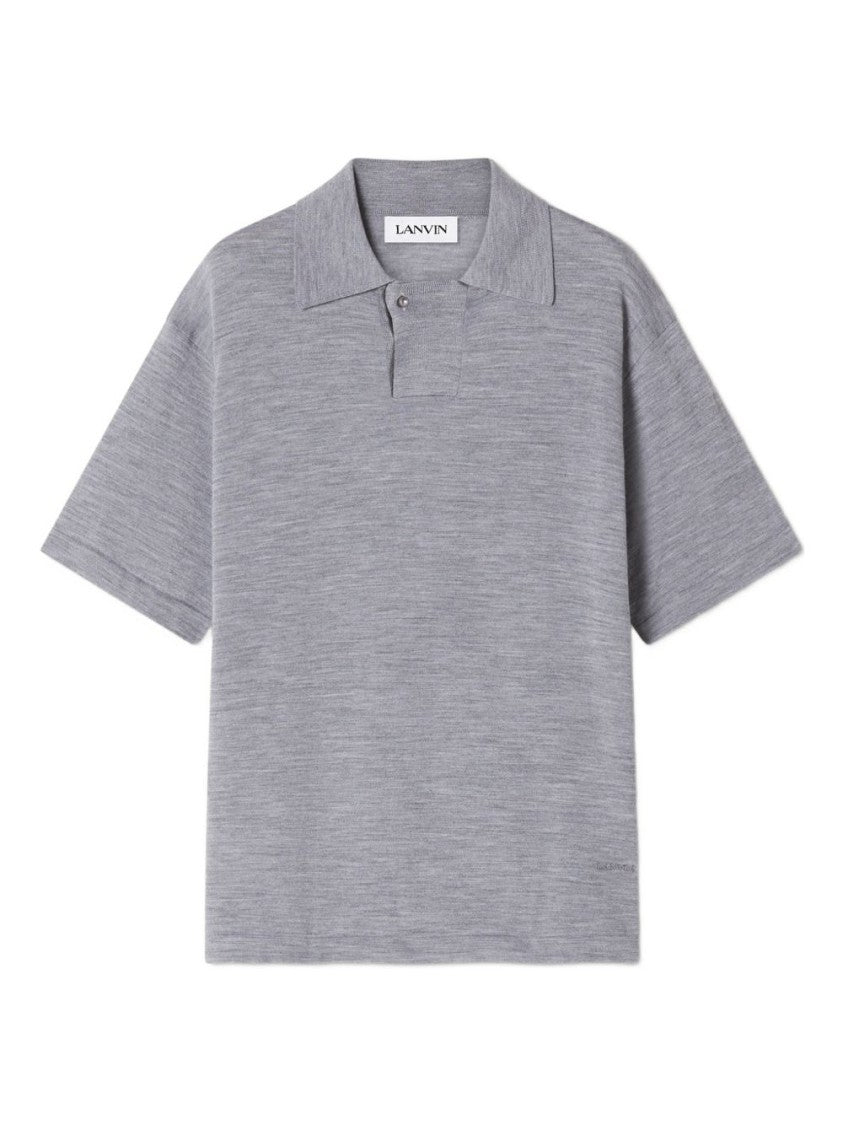 Lanvin Grey Short Sleeve Polo Shirt With Button Detail