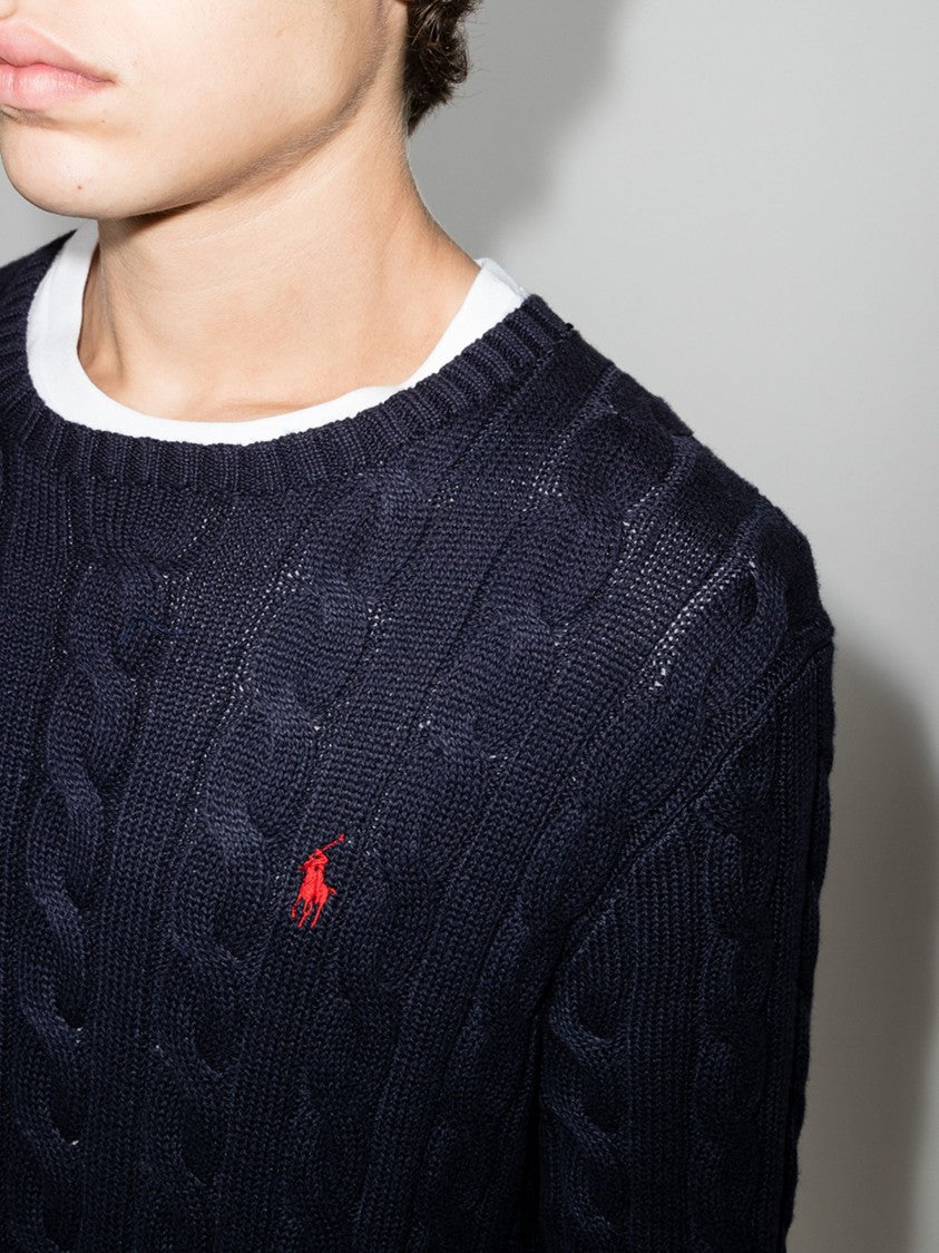Polo Ralph Lauren Blue Pullover Cable Knit Cotton Sweater