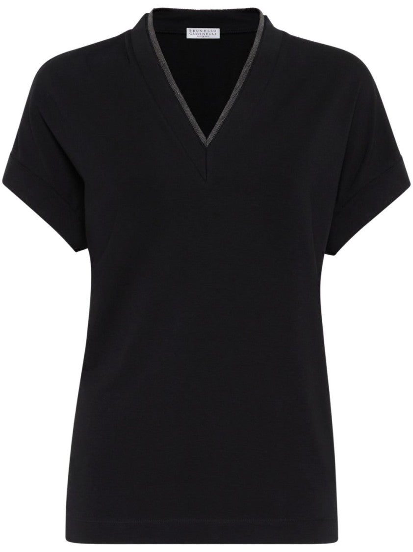Brunello Cucinelli Black Stretch-Cotton T-Shirt