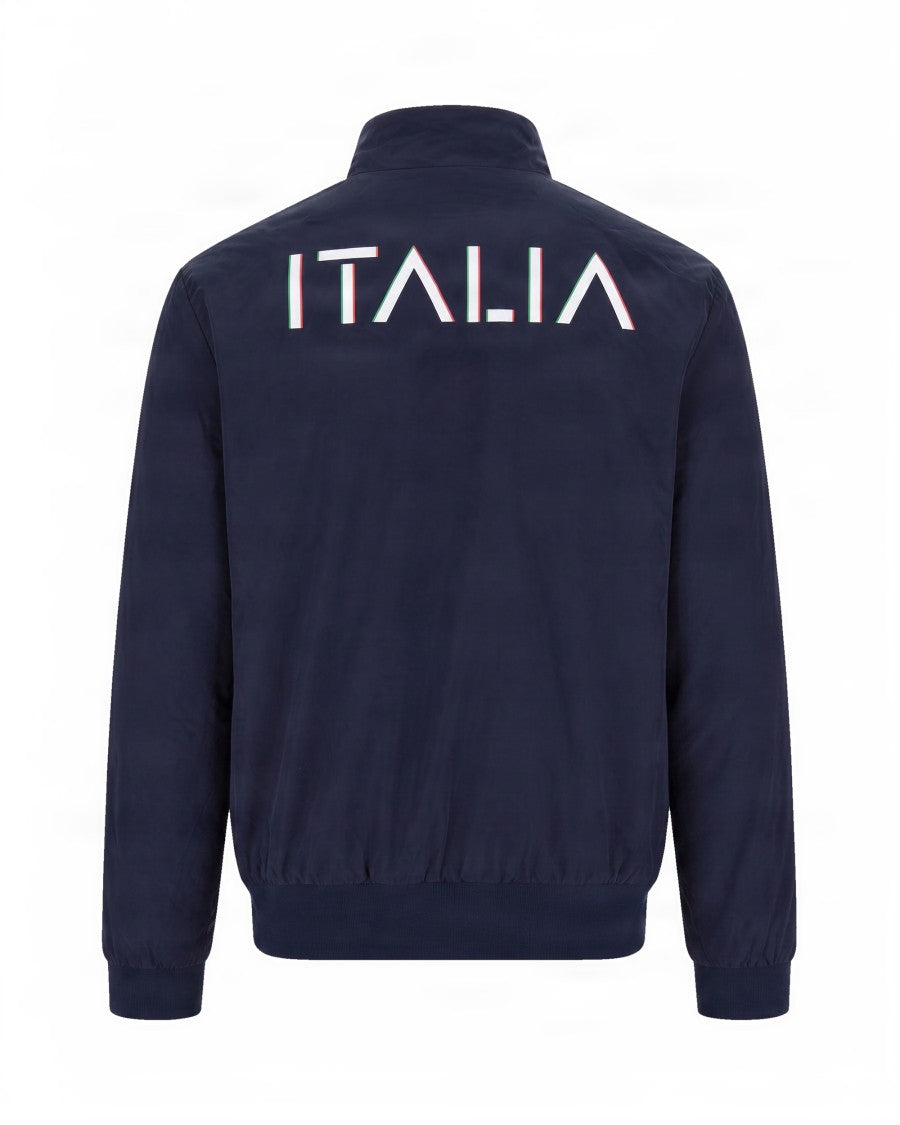 Ea7 Emporio Armani Blue Polyamide Double-Zip Stand Collar Sweatshirt