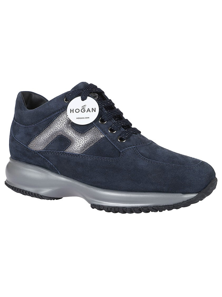 Hogan Interactive Suedw/Metallic Accented Blue Sneakers