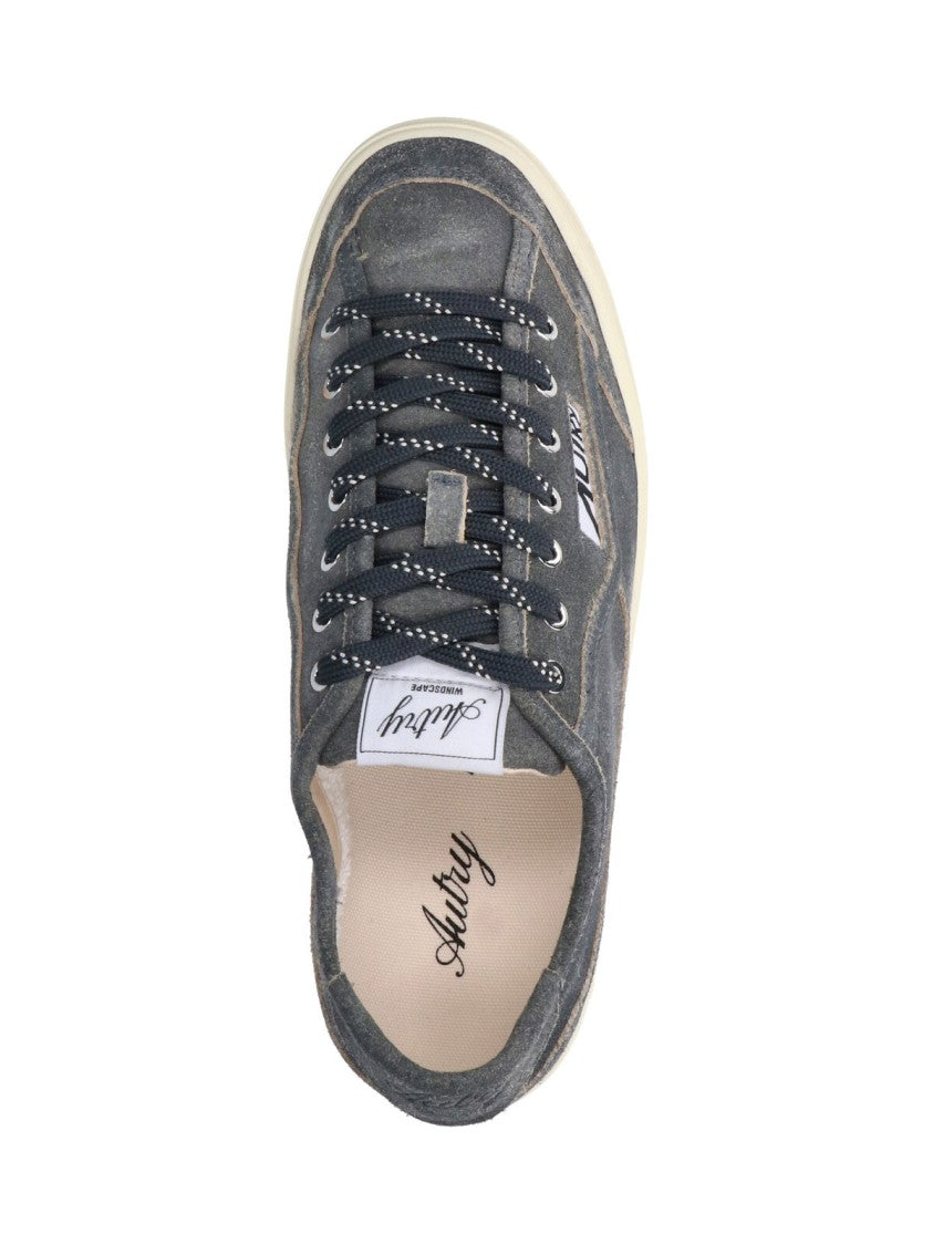 Autry Grey Windscape Suede Low-Top Vintage Sneakers