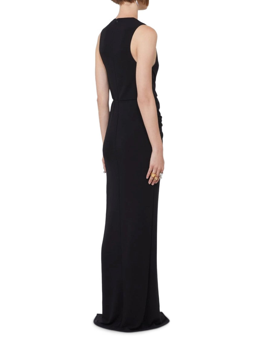 Max Mara Sleeveless Long Jersey Dress With Gathered Waist Detail