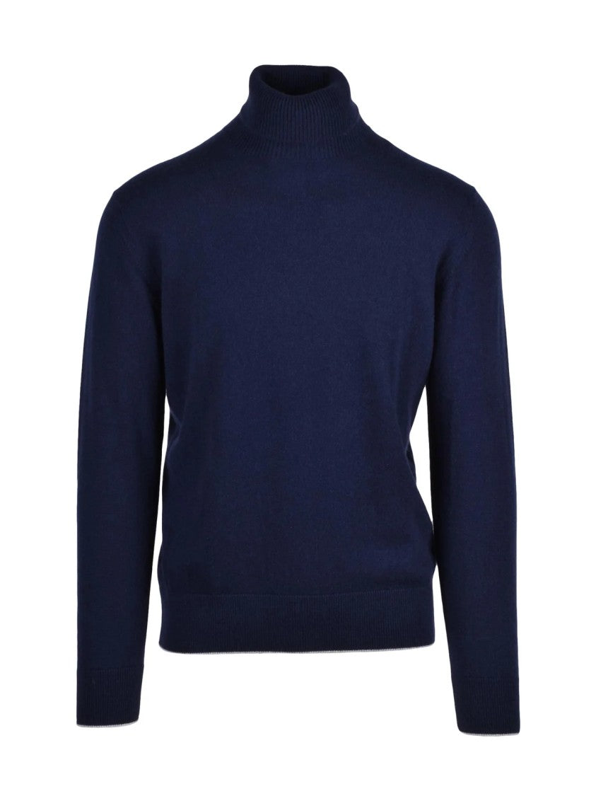 Eleventy Cashmere Turtleneck Sweater With High Neck And Ribbed Details