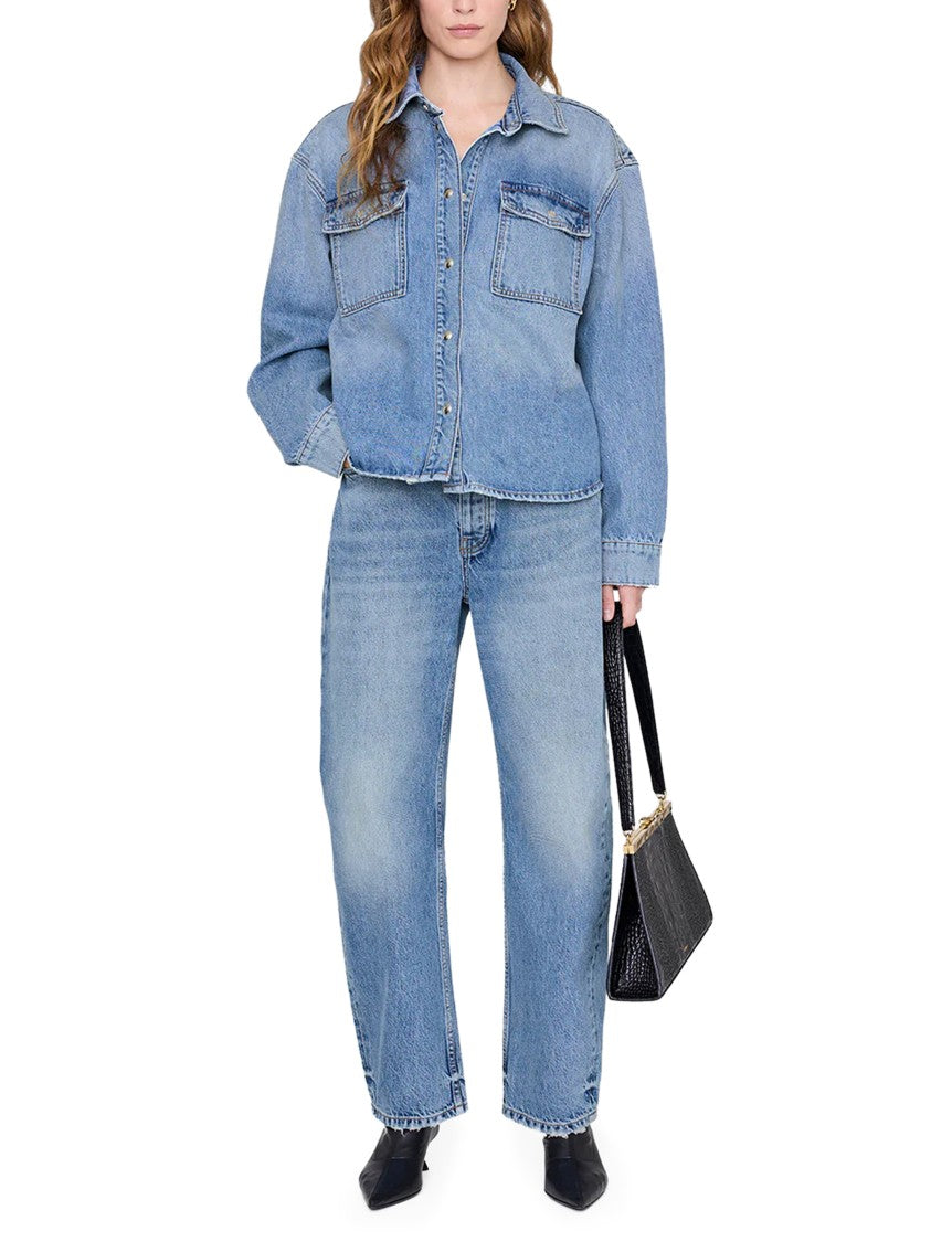 Anine Bing Denim Shirt With Classic Collar And Button-Down Front