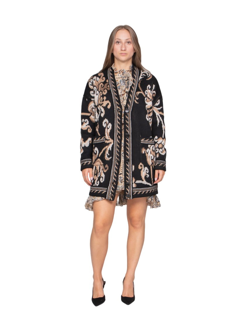Etro Intricate Floral Pattern Open-Front Cardigan