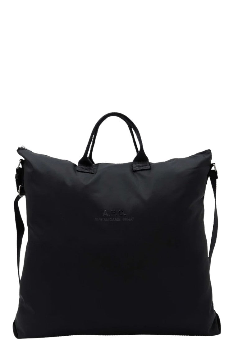 A.P.C. Black Crossbody Bag Backstage Tone-On-Tone Logo Nylon Shoulder Bag