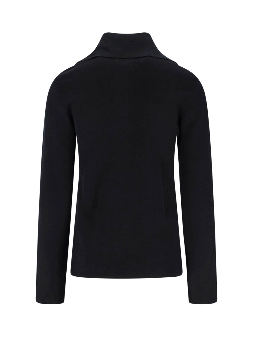 Entire Studios High-Collar Black Cotton Zip-Through Knitwear