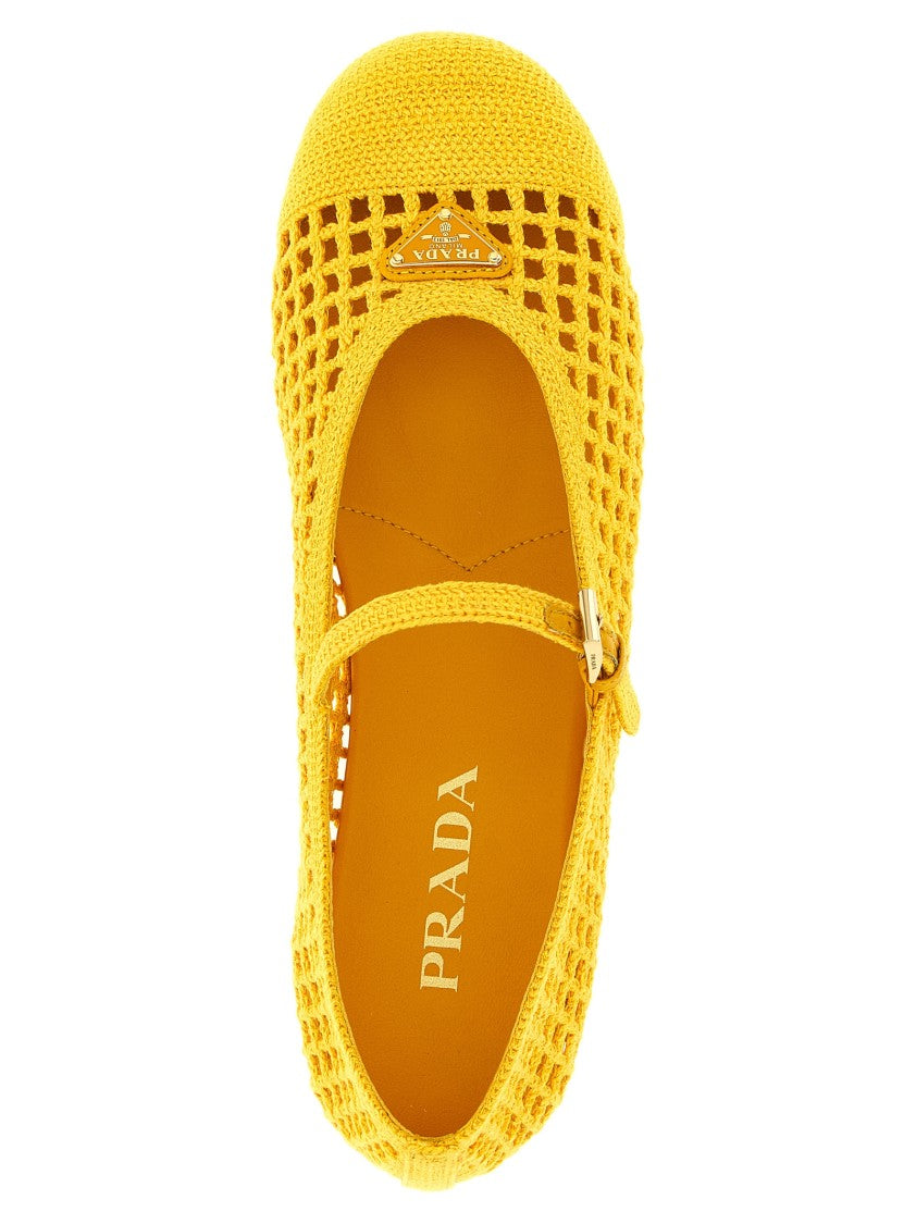 Prada Crochet Cotton Ballet Flats