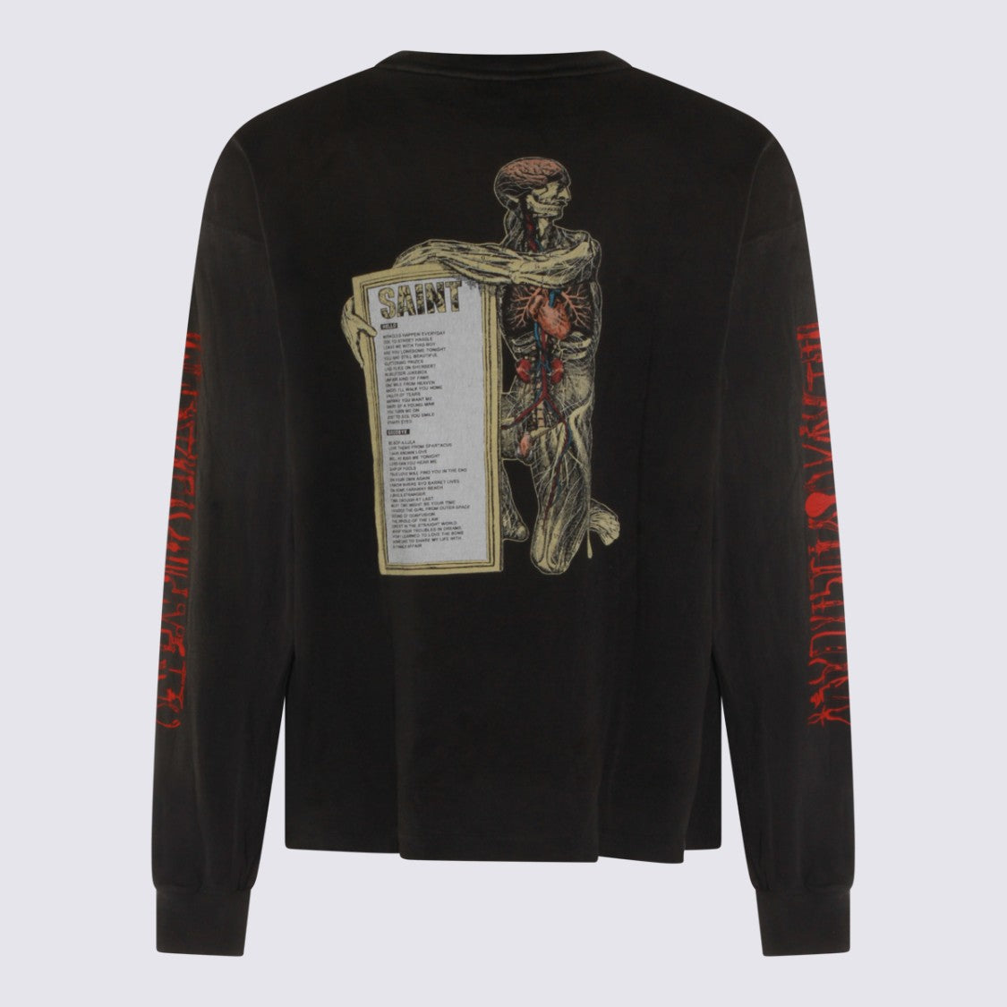 Saint Mxxxxxx Long-Sleeve Black T-Shirt With Anatomical Graphics