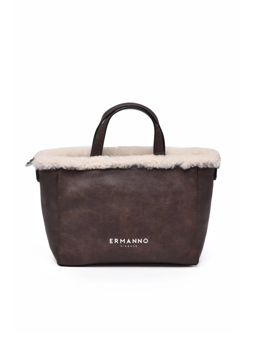 Ermanno Firenze Vanessa Double Handle Shoulder Bag With Plush Trim