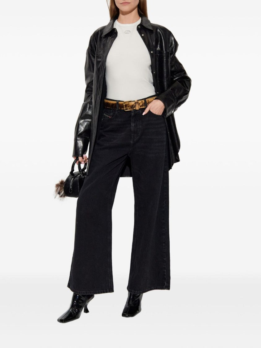 Diesel Black Cotton Blend Logo Patch Jeans