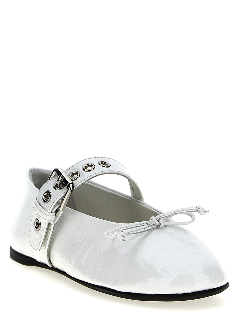 Miu Miu Buckle And Bow Ballet Flats
