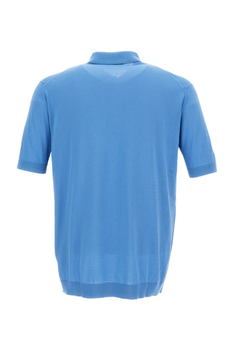 John Smedley Light Blue Cotton Short-Sleeve Polo Shirt