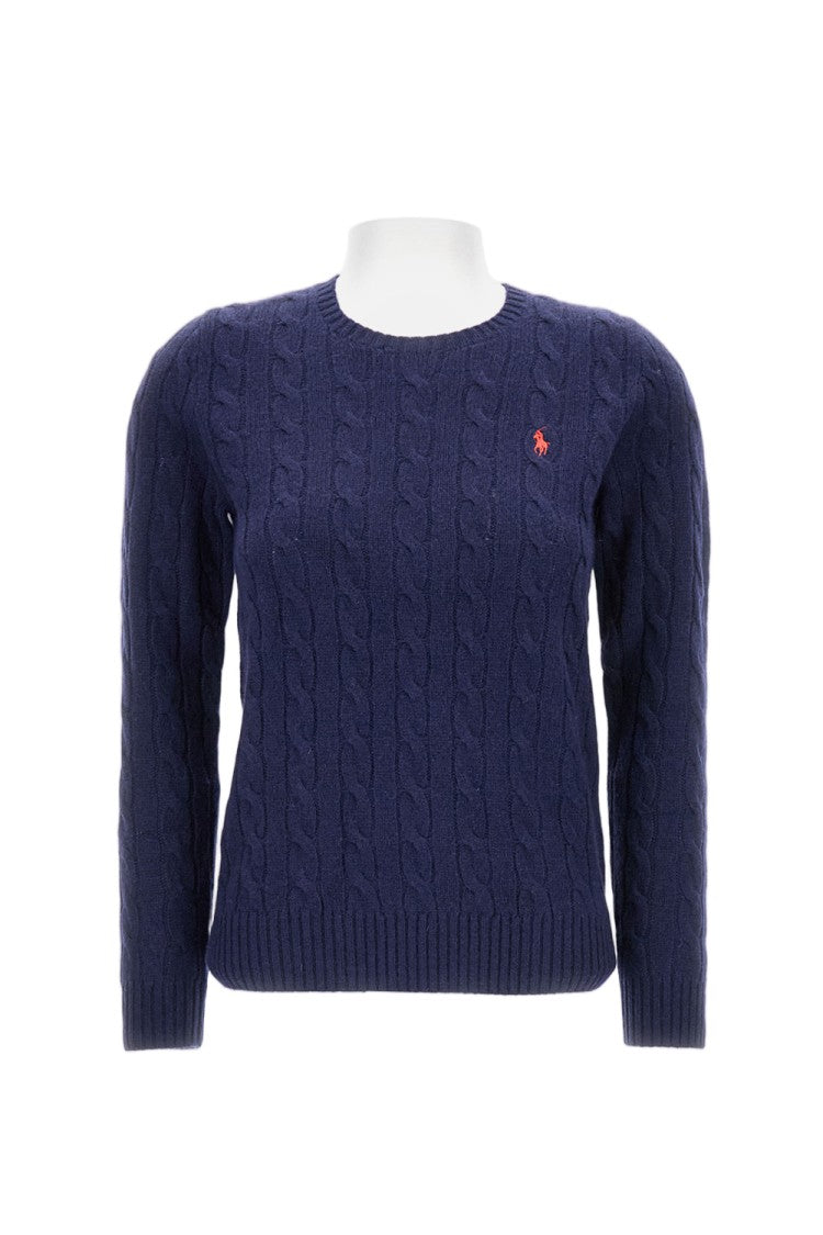 Polo Ralph Lauren Cable Knit Crewneck Sweater With Embroidered Logo