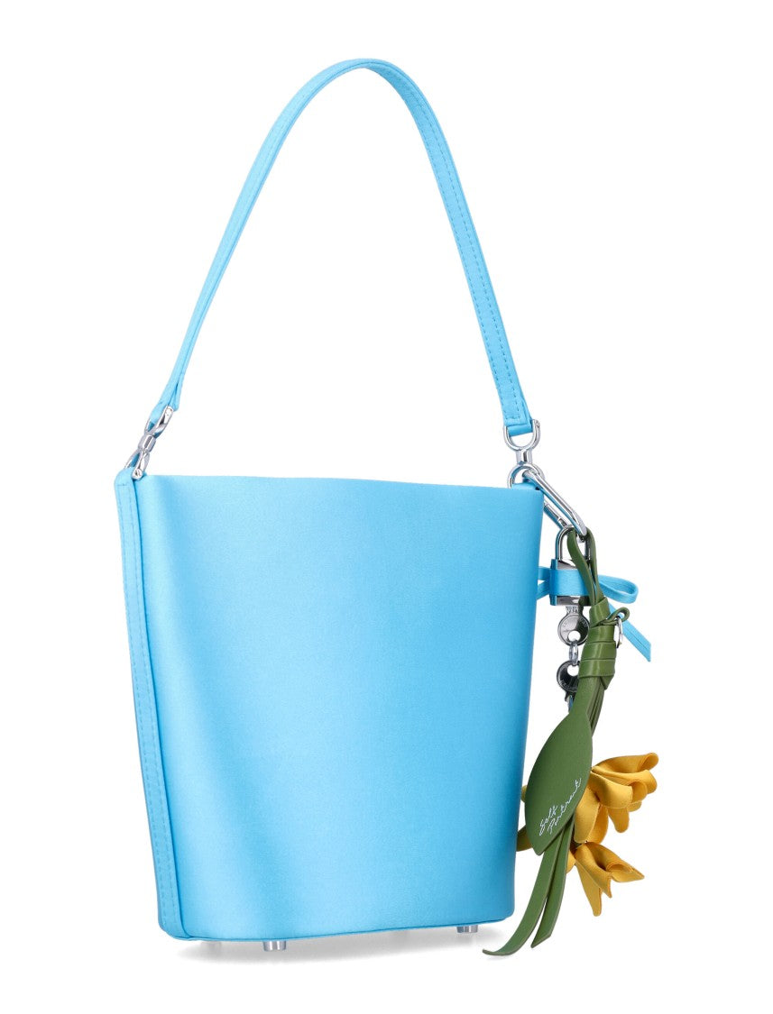 Self-Portrait Satin Charm Bucket Bag