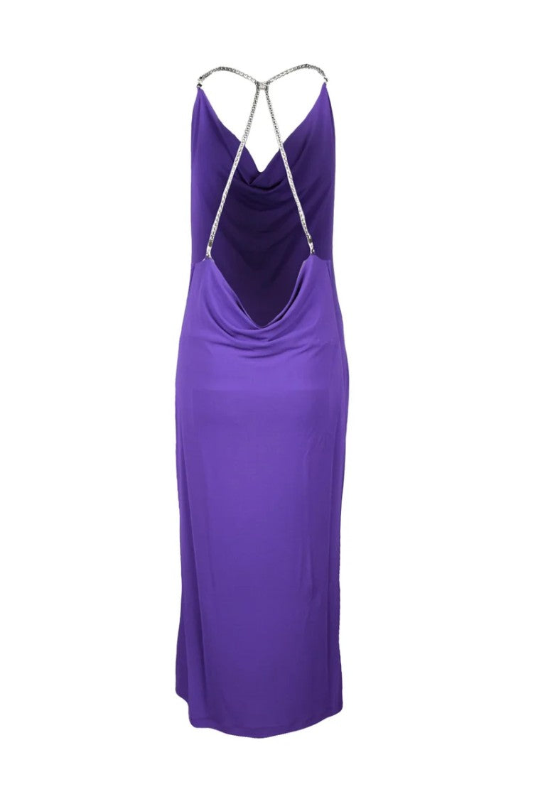 Patrizia Pepe Long Acetate Stretch Dress - Purple