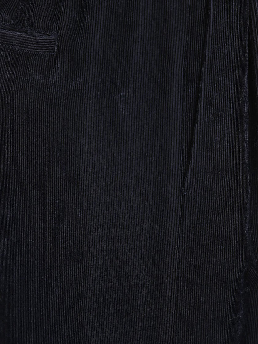 Forte Forte Textured Black Straight-Leg Trousers With High Waist And Refined Fit