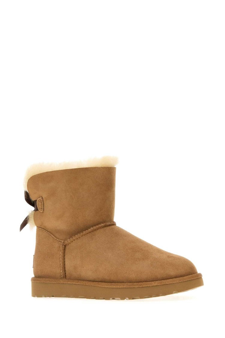 Ugg Camel Suede Mini Bailey Bow Ankle Boots
