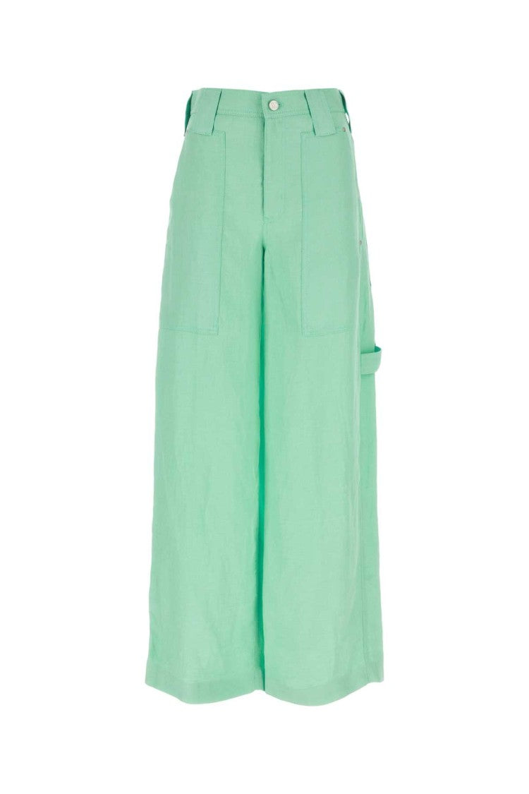 Stella Mccartney Mint Green Twill Wide-Leg Pant