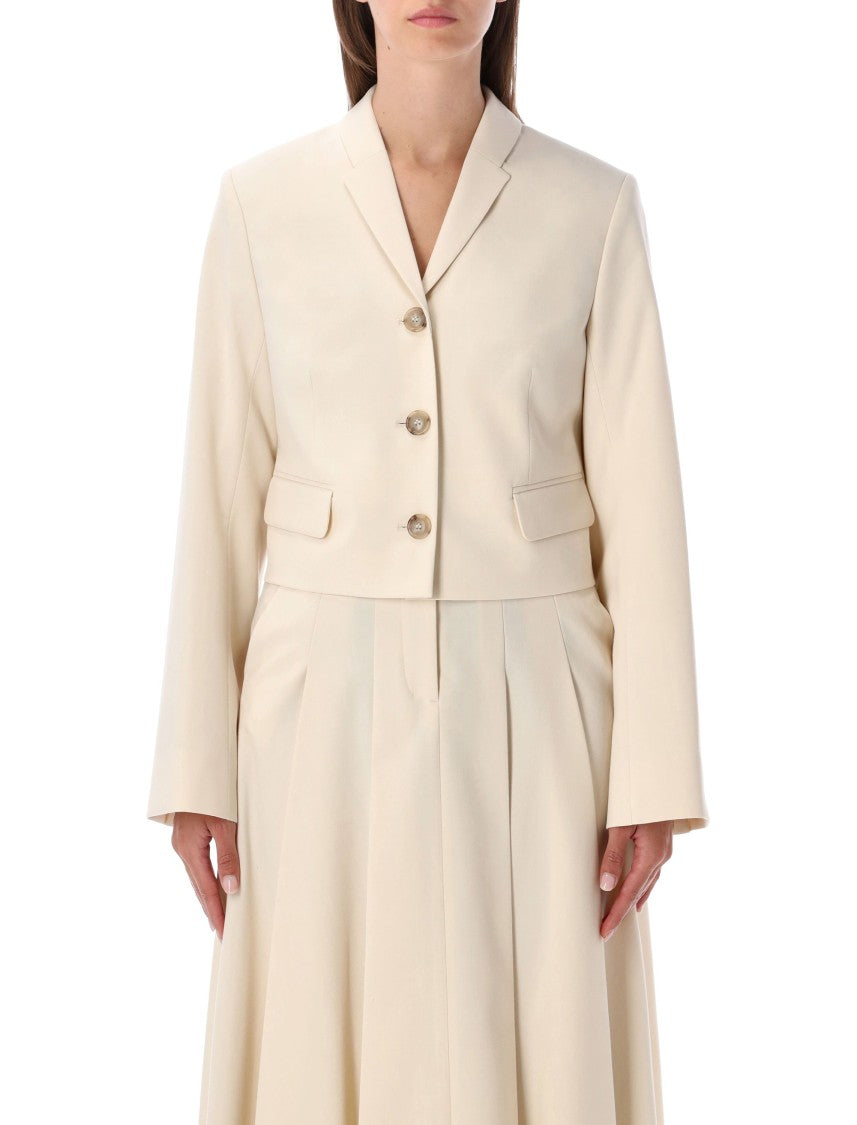 By Malene Birger Cropped Tailored Jacket With Notched Lapel And Buttoned Cuffs