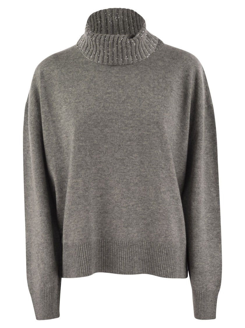 Fabiana Filippi Turtleneck Sweater In Wool, Silk And Cashmere